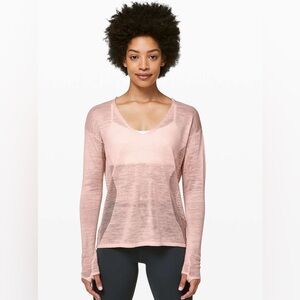 Lululemon Still Movement Sweater Linen Butter Pink 8 M Lightweight EUC